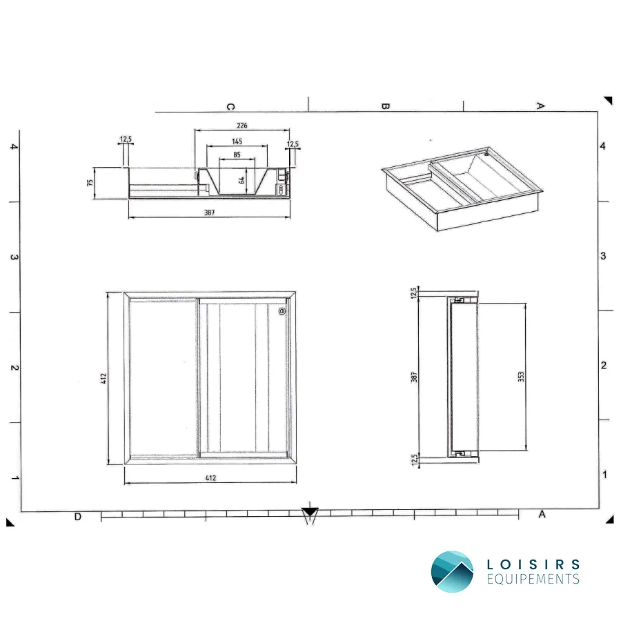 Passe-document coulissant 390 inox