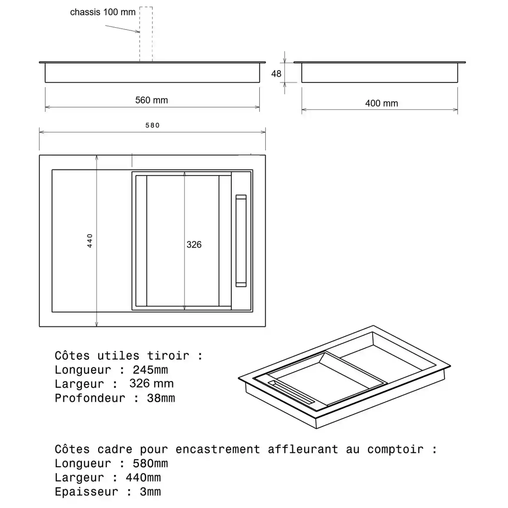 côtes passe document coulissant blindé